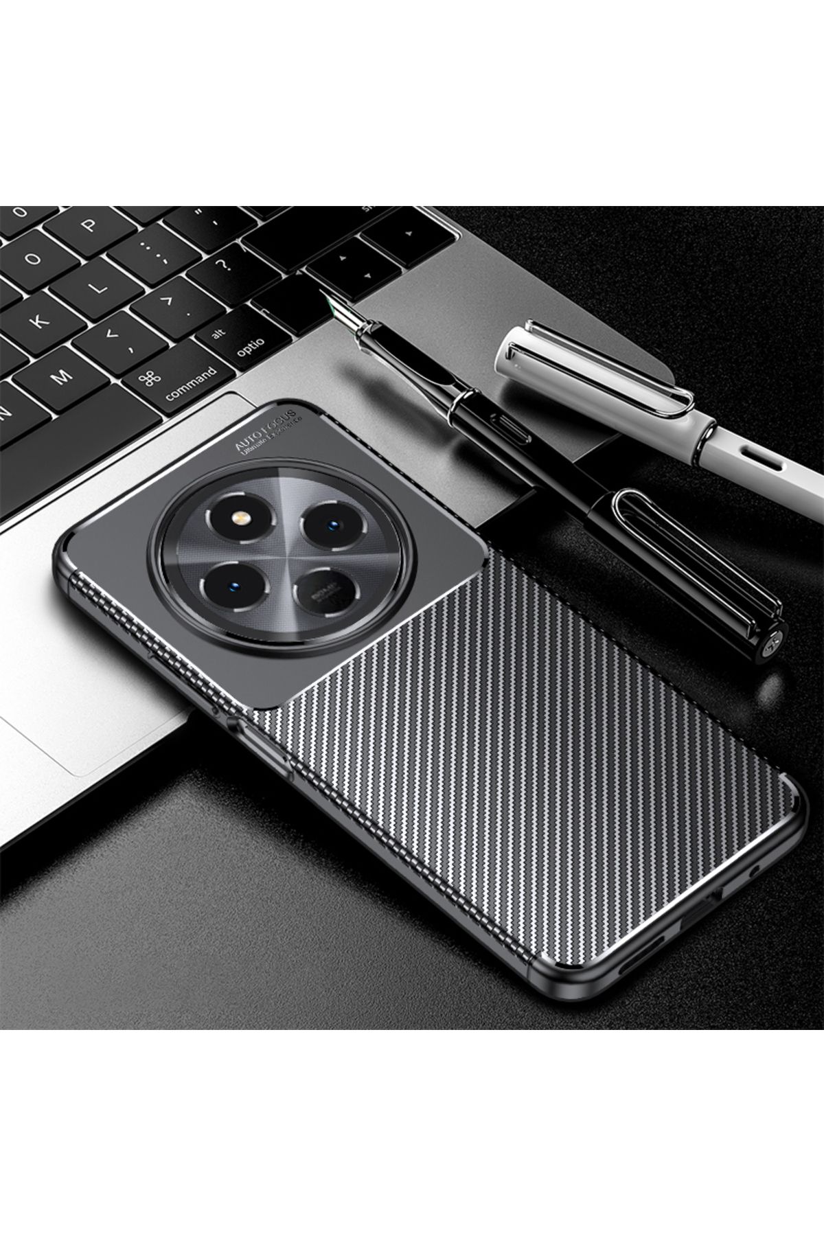 GRABONO Xiaomi Redmi 14C 4G Kılıf Karbon Fiber Görünümlü Ultra İnce Premium Carbon Case