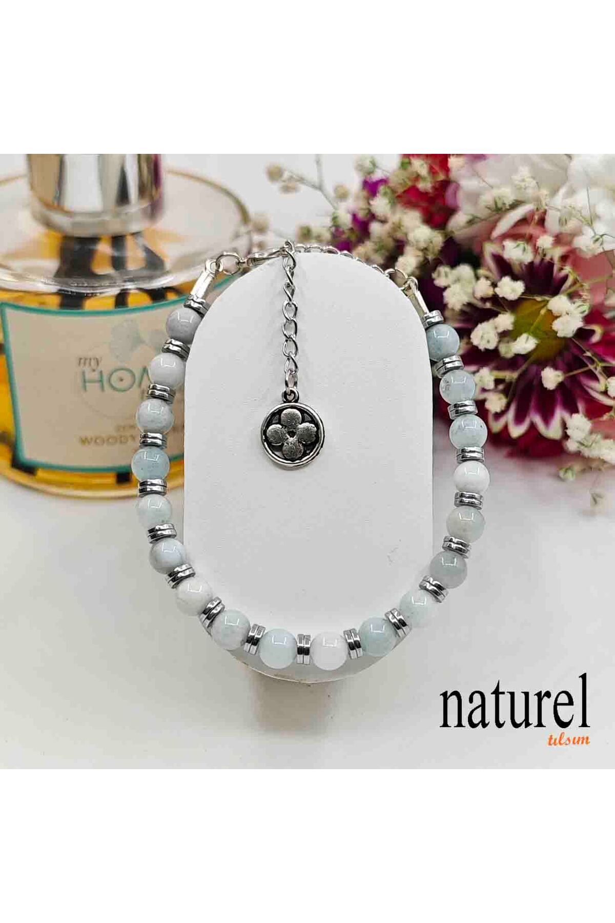 Naturel Tılsım Akuamarin Doğal Taş 6mm Bileklik