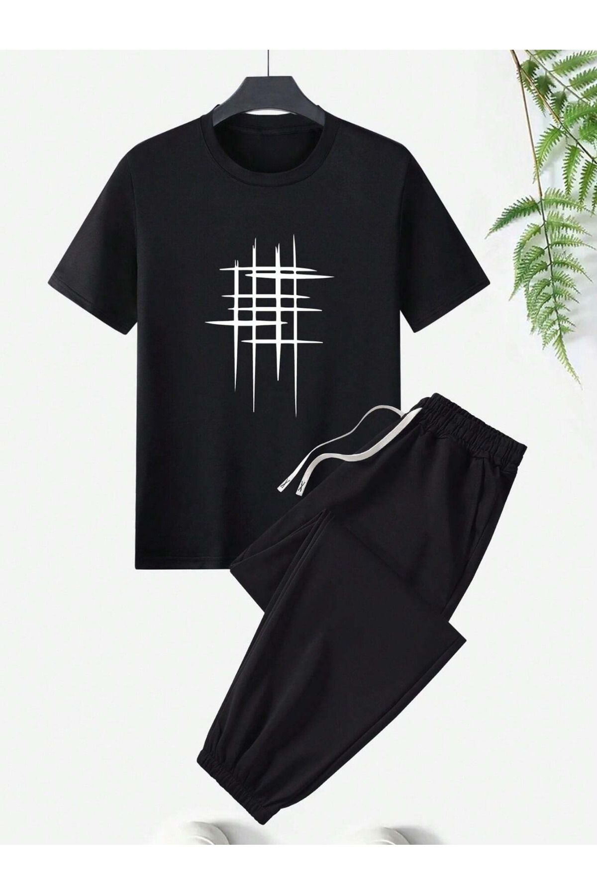 LAYORA Unisex Hashtag Baskı Alt Üst Eşofman Takım Oversize Bisiklet Yaka