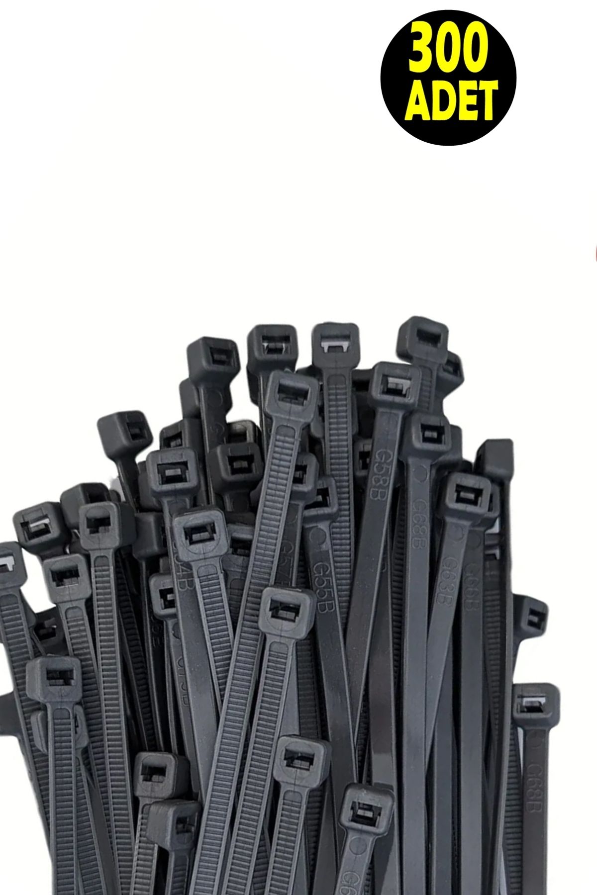usin 300 Adet 20 Cm-3.6 Mm Siyah Elektrik Kablosu Kablo Bağı Klips Plastik Kelepçe Cırt Cırt Kelepçe