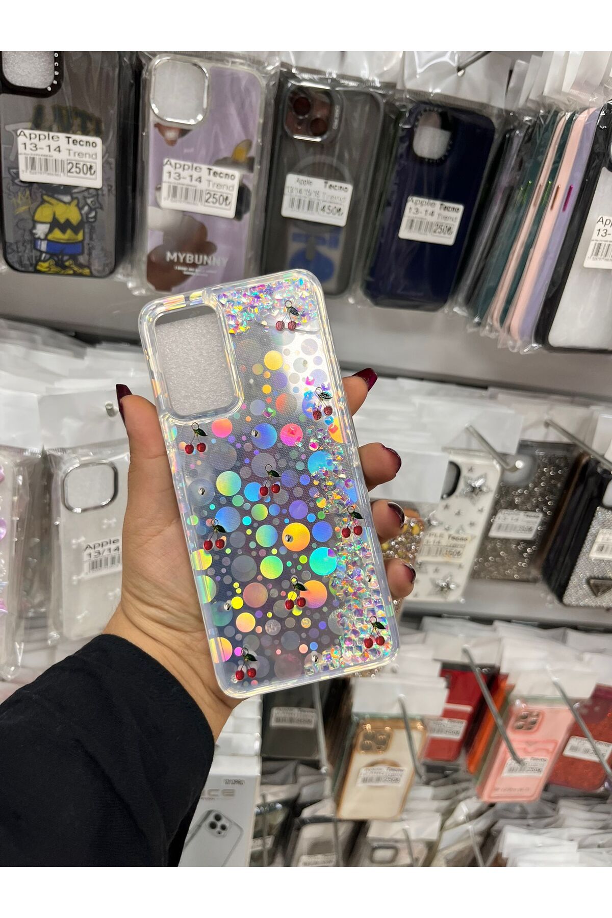 TECNOTREND Oppo A55 Sulu parıltılı Hologramlı şeffaf silikon kılıf