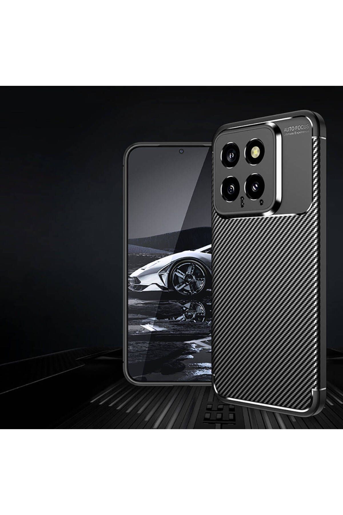 GRABONO Xiaomi Mi 14 Kılıf Karbon Fiber Görünümlü Ultra İnce Premium Carbon Case