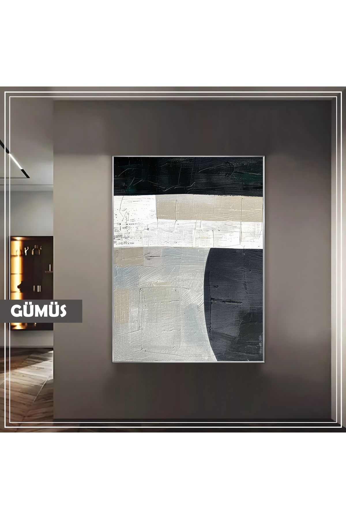 Harikabirev HARİKABİREV|02 GEOMETRİK SOYUT MODERN MODEL |ÇERÇEVELİ TEMPERLİ CAM TABLO TEKLİ DİKEY