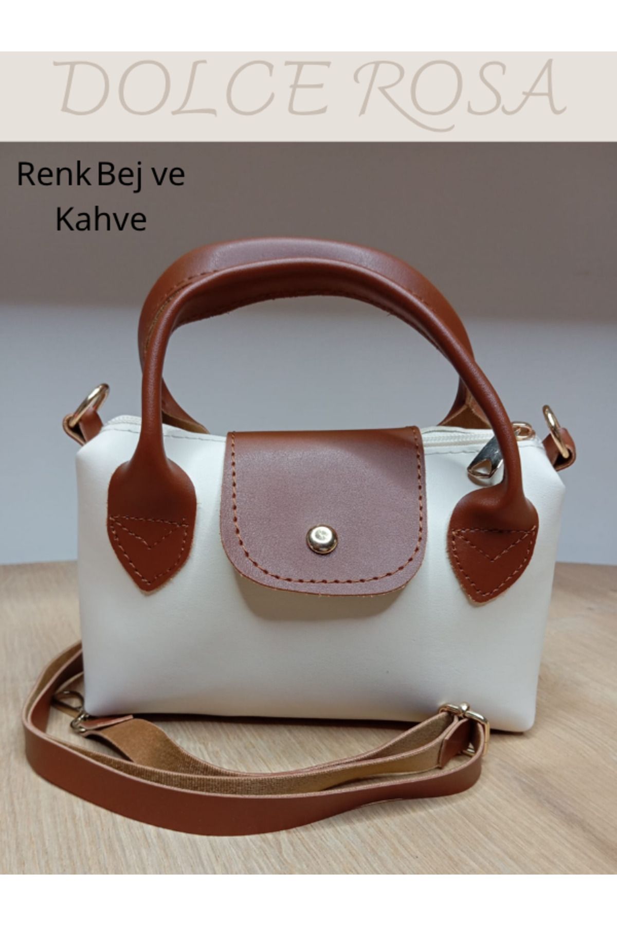 Dolce Rosa Kadın El ve Omuz 2 Renk Fermuarlı Çapraz Model Çanta 20x15
