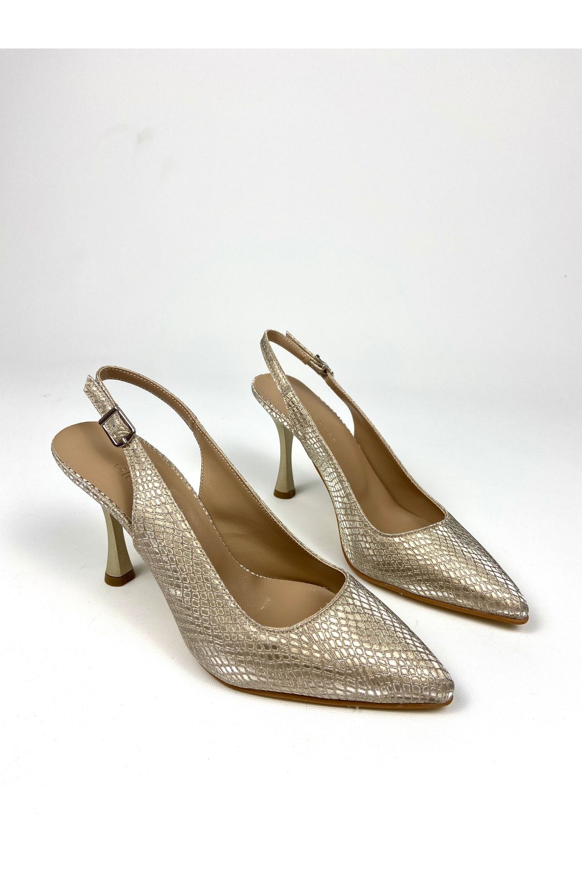 Gloriys Ayakkabı & Çanta Gold desenli 9 cm topuklu ayakkabı 01495