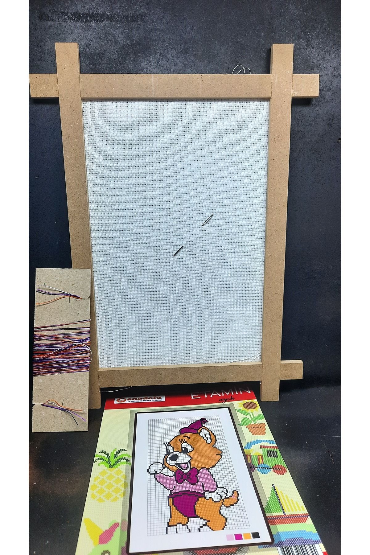HOBICIX Etamin Seti 23x30 cm, iğne İplik Kaneviçe Seti Okul Hobi Elişi Sanatsal Model2