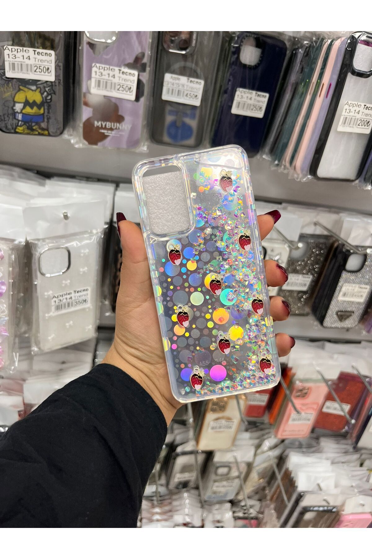 TECNOTREND Oppo A55 Sulu parıltılı Hologramlı şeffaf silikon kılıf