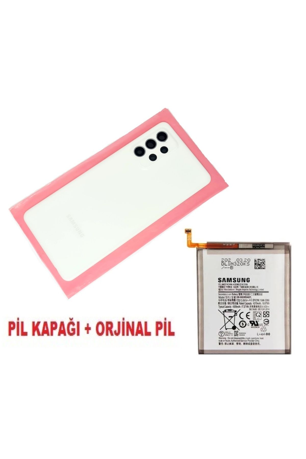 indirimplus Samsung Galaxy A52 A525 Arka Pil Batarya Kapağı + PİL (Kamera Lensli) BEYAZ