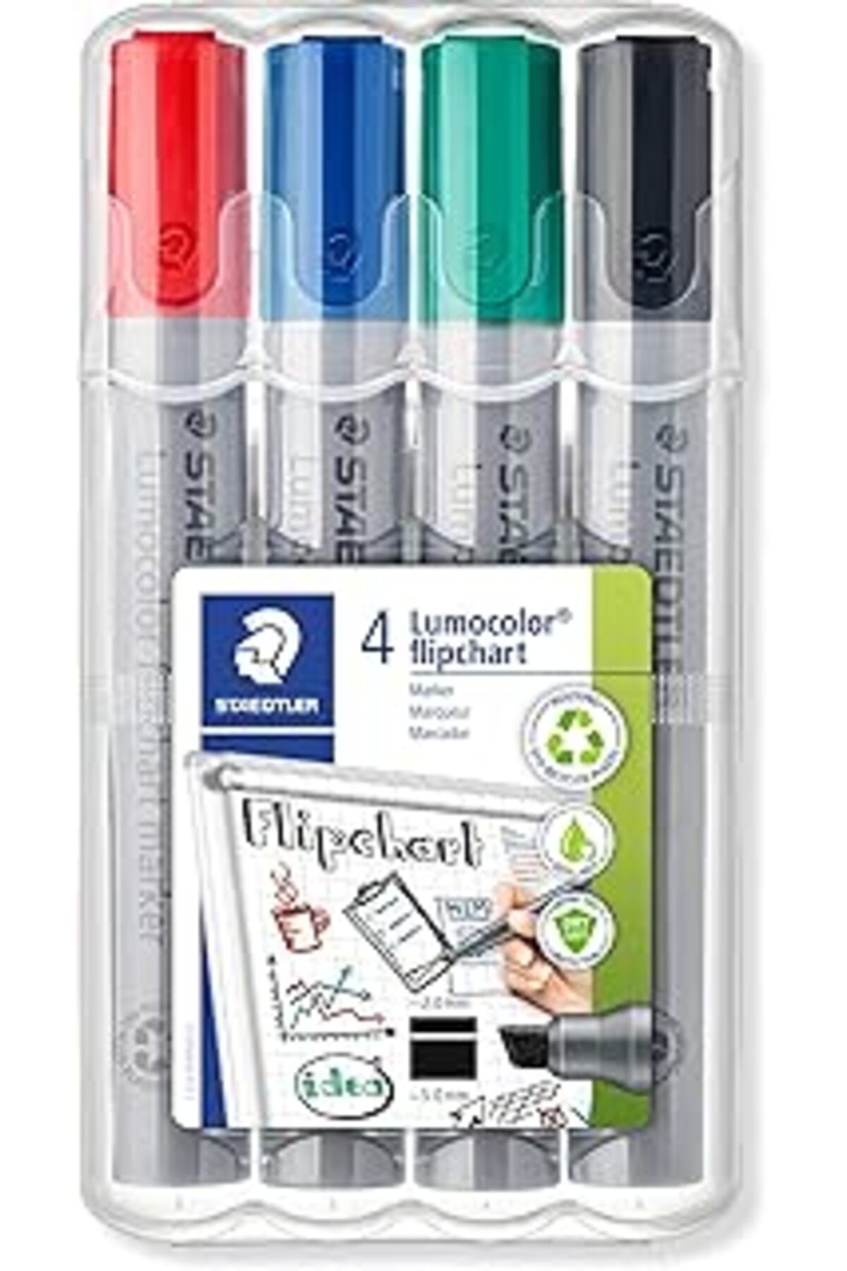 Qedii Staedtler 356 B Wp4 Lumocolor Flipchart Markör Kesik Uçlu 4'Lü