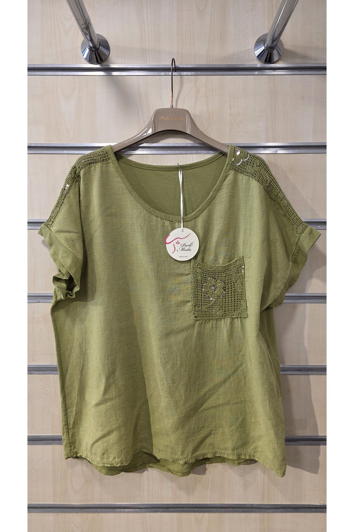 Park Moda İtalyan Bluz Dantelli Tek Cepli