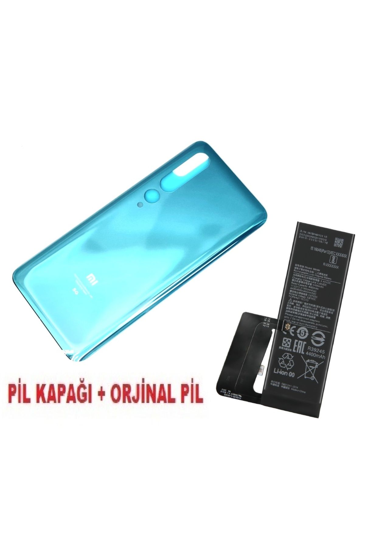 indirimplus Xiaomi Mİ 10 Arka Kapak Batarya Pil Kapağı 5G + PİL (CAM) MAVİ