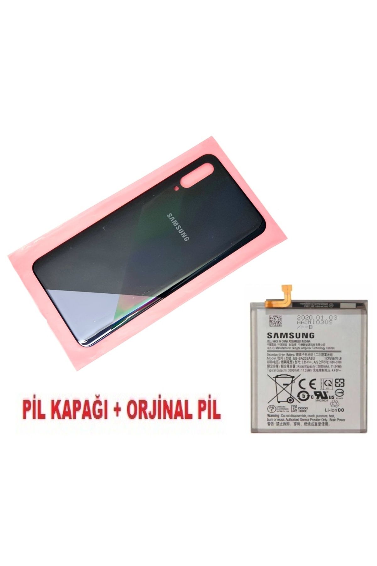 indirimplus Samsung Galaxy A30S A307 Arka Pil Batarya Kapağı + PİL SİYAH