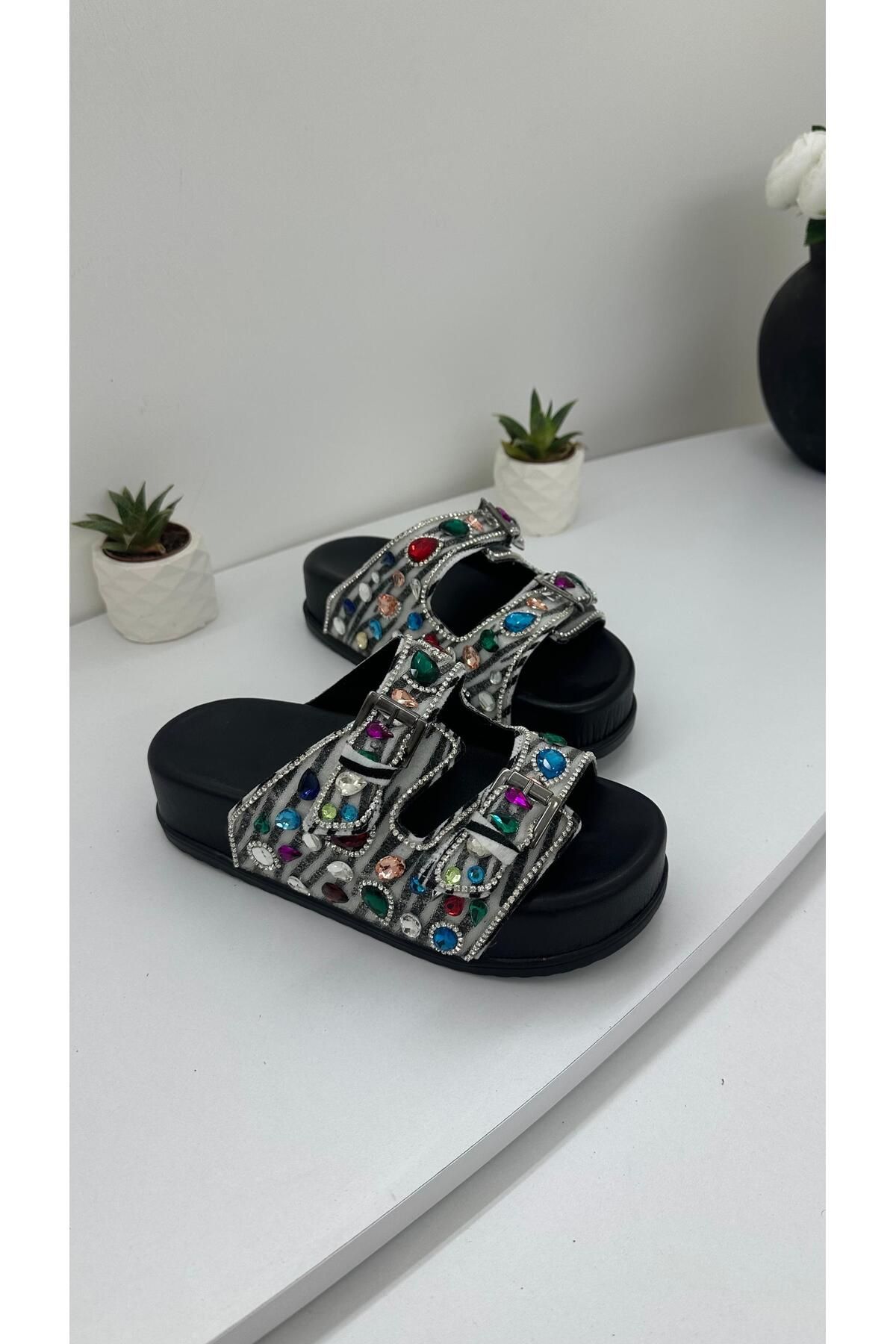 VİVENS MODA Kadın Deri Terlik | Zebra