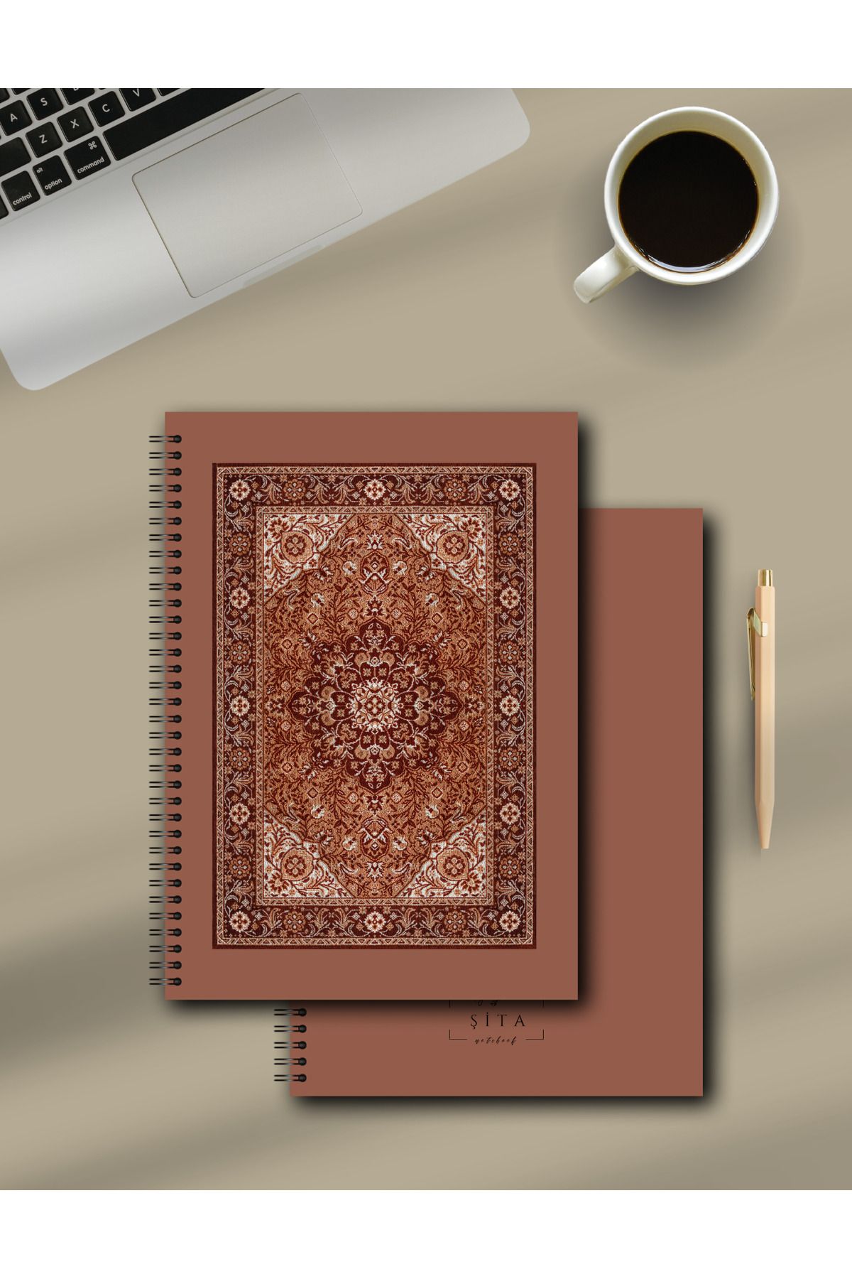 Store Şita Notebook | Çizgisiz Krem Rengi Göz Yormayan Defter | Etnik Desen