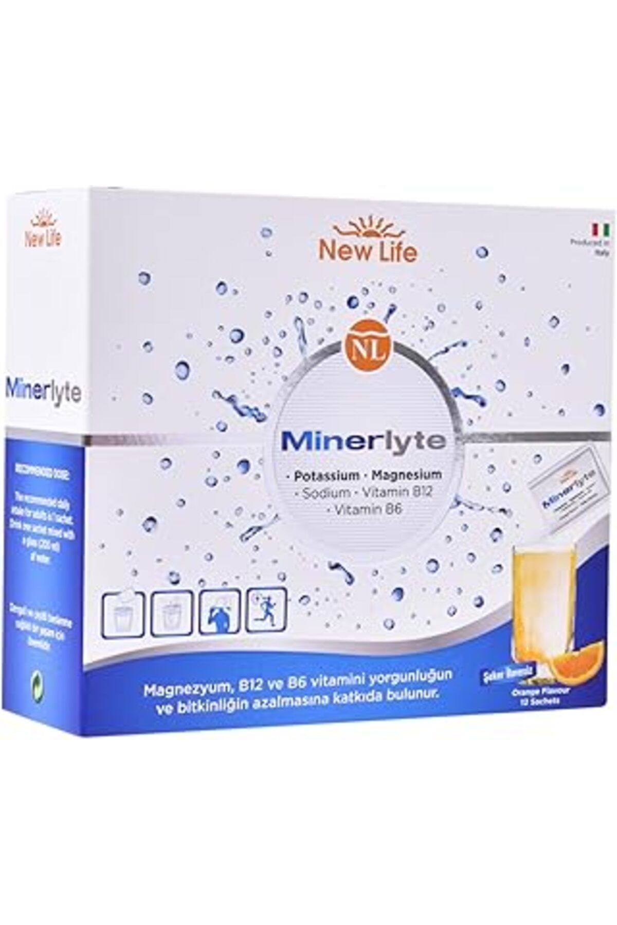 Pazarcan New Life Minerlyte - Magnezyum Sitrat - Potasyum - - B6 Ve B12 Vitamini - 12 Saşe