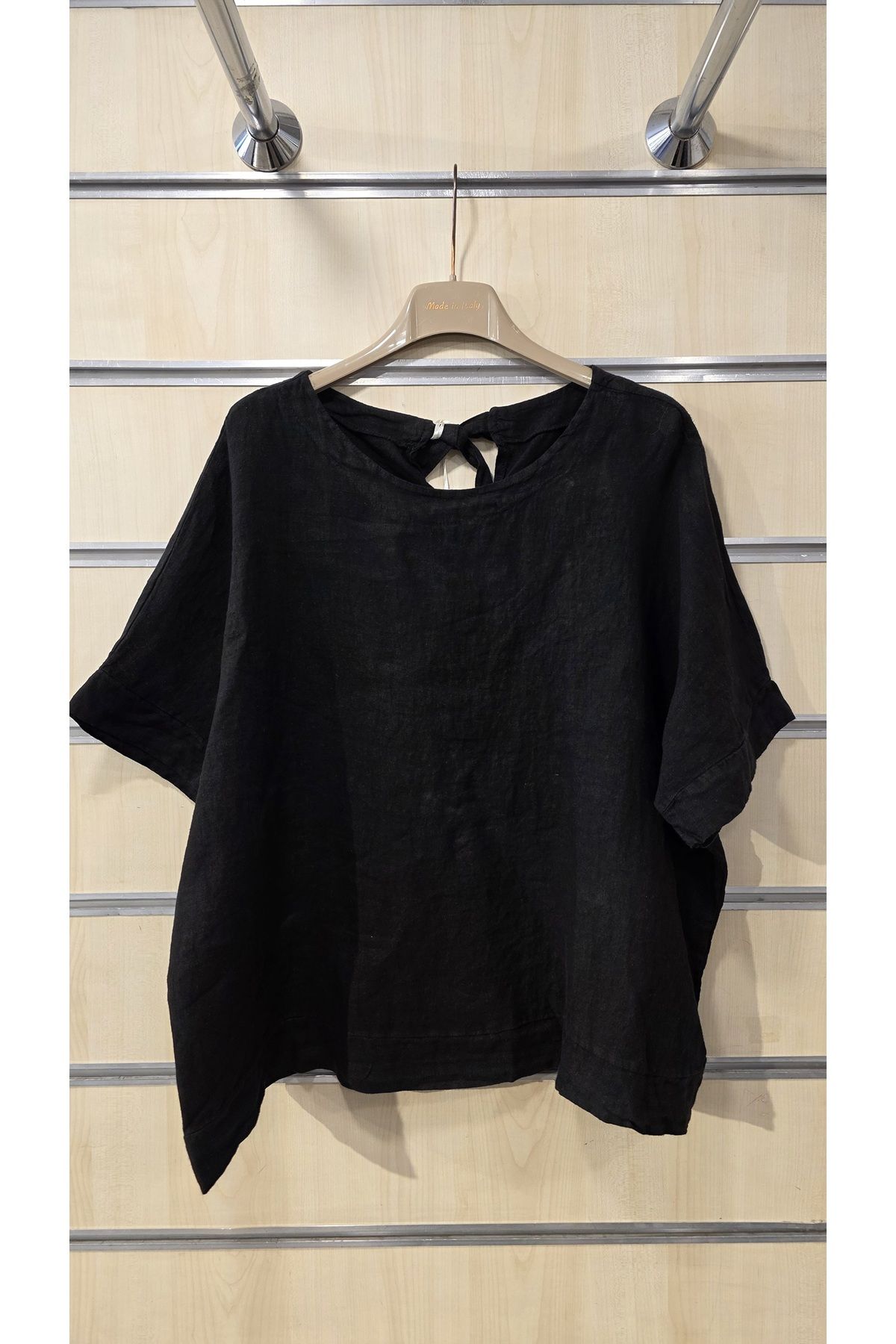 Park Moda Sırtı Fiyonklu Keten Bluz