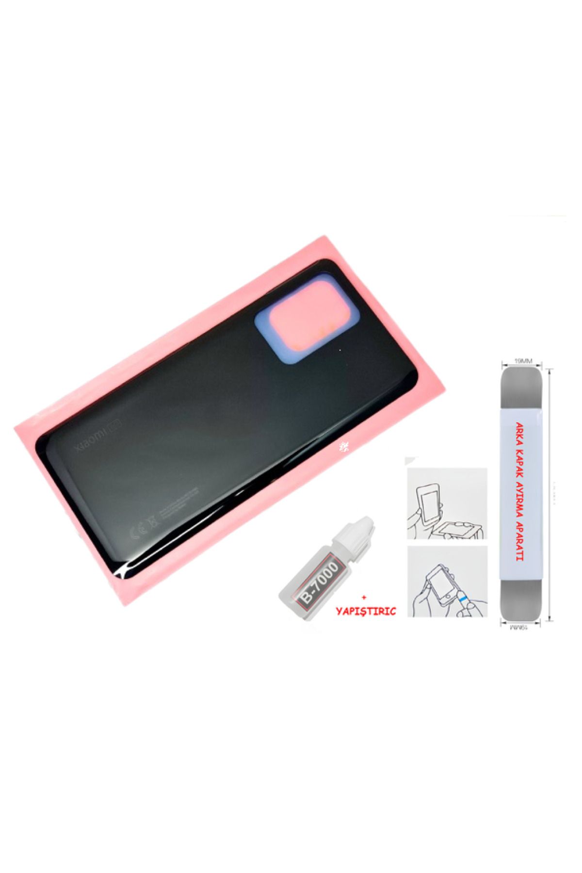 indirimplus Xiaomi Mi 11 T Pro Arka Kapak CAM SİYAH + B 7000 SÖKME APARATI