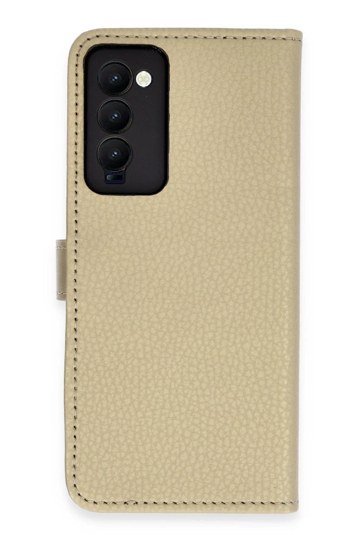 Toptan Bulurum Tecno Camon 18 Kılıf Trend S Plus Kapaklı Kılıf - Gold