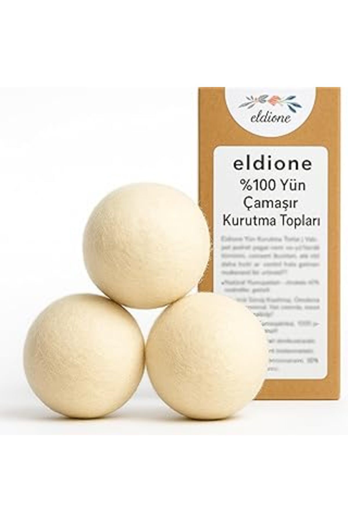 Pazarcan Eldione 3-Adet Yün Kurutma Topu, Kırışıklık Önleyici, Kolay Ütüleme, Yumuşatıcı, Enerji Tasarruflu,