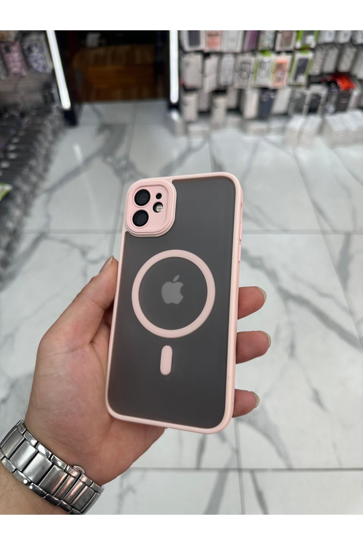 Bilişim Akademi iPhone 11 Kamera Korumalı Kılıf Magsafe Özellikli Mat Tank Koruyucu Kılıf - Pembe