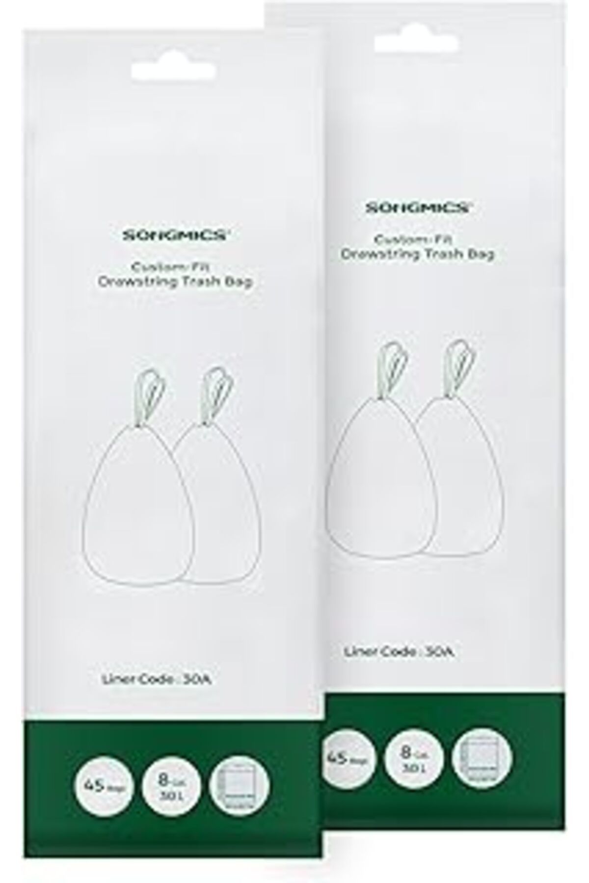 Pazarcan Songmics İpli Çöp Torbaları, Özel Kesim, 60L Çift Çöp Kovaları Için 30L Çöp Torbaları, Astar Kodu 3