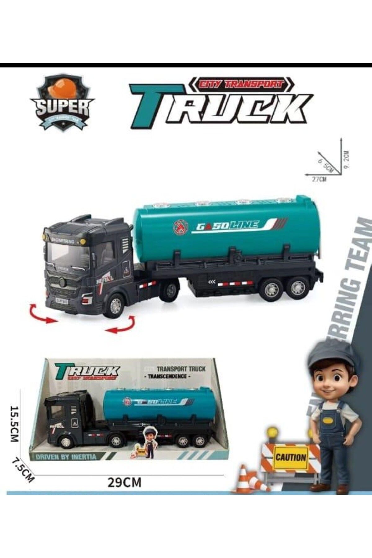 Online 25 Cm Dorse Dönebilen Sürtmeli Tanker Arabası Akaryakıt Tankeri Tanker Kamyonu