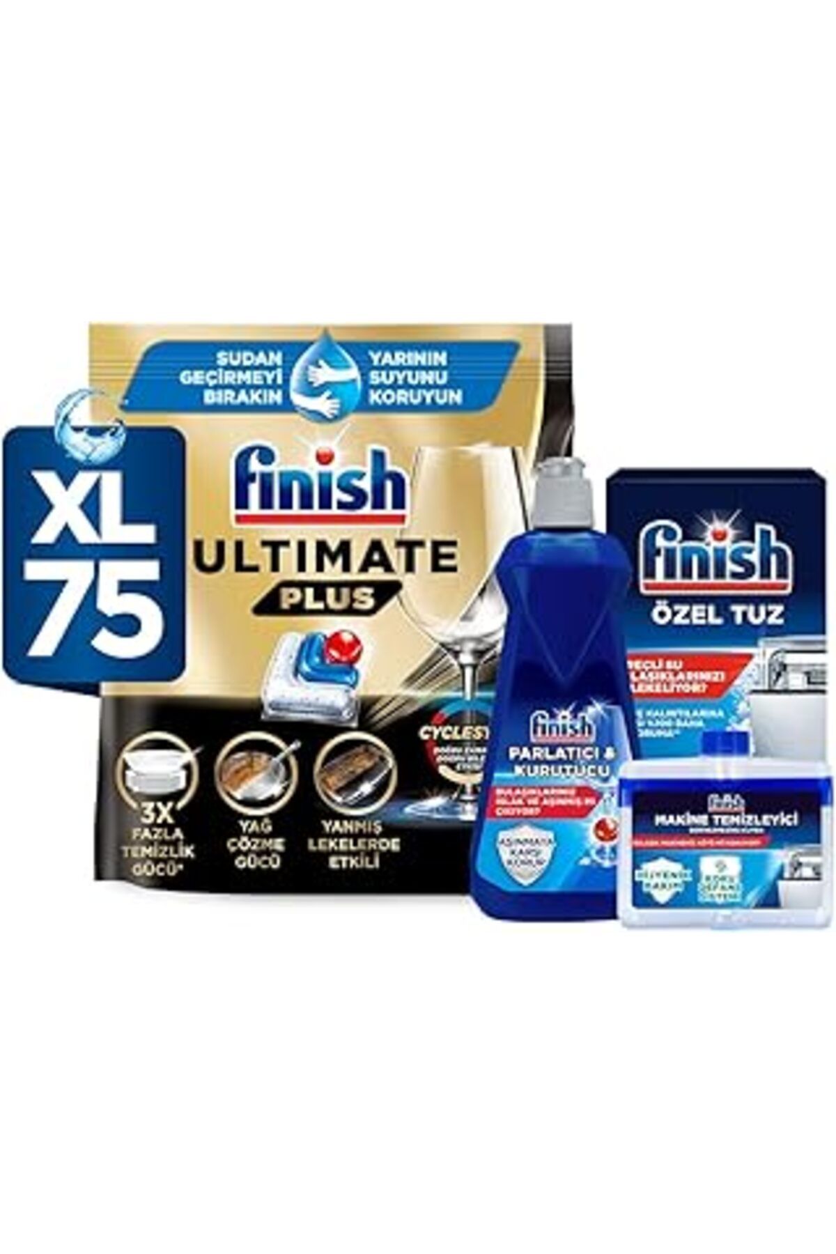 Pazarcan Ultimate Plus 75 Kapsül Bulaşık Makinesi Deterjanı Tableti + Temizlik Ve Bakım Seti
