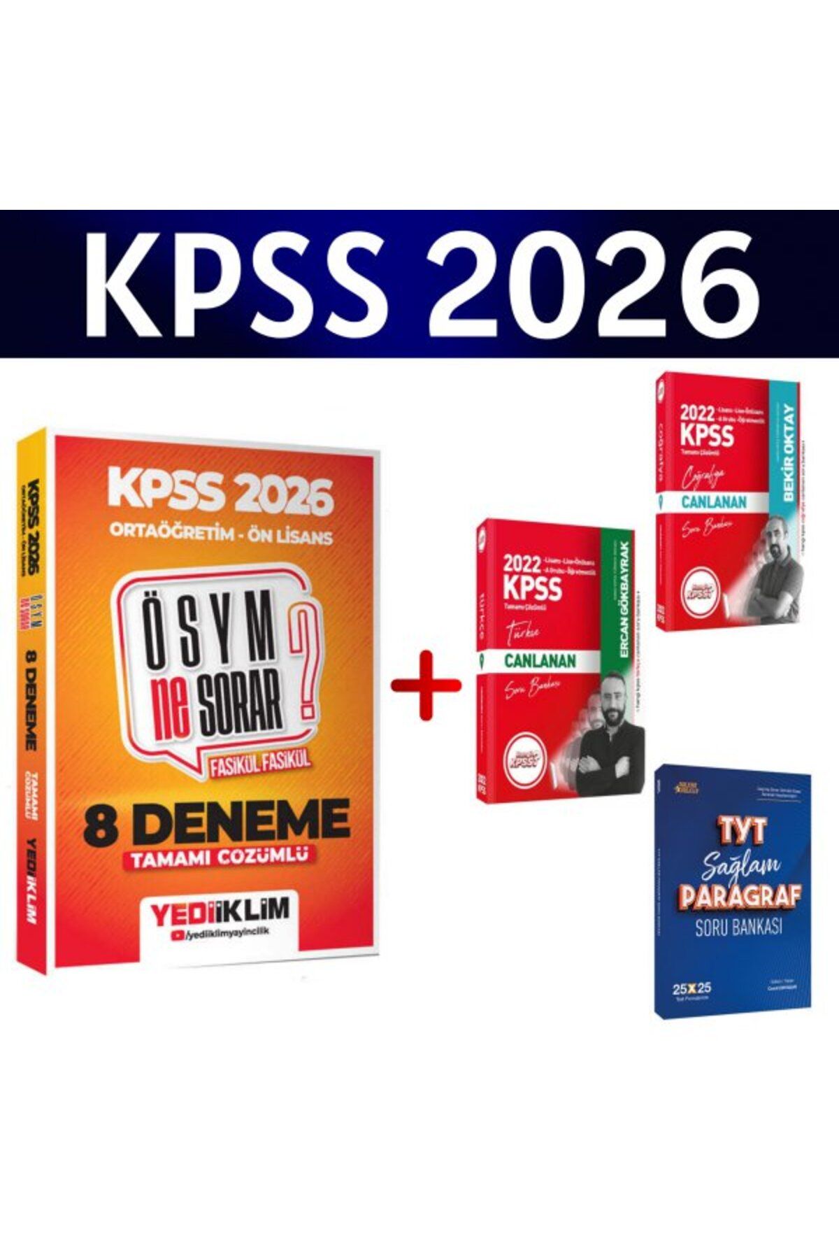 Hangi KPSS Yediiklim 2026 KPSS ÖSYM Ne Sorar Ortaöğretim Ön Lisans 8 Deneme + 3 Soru Bankası Hediye