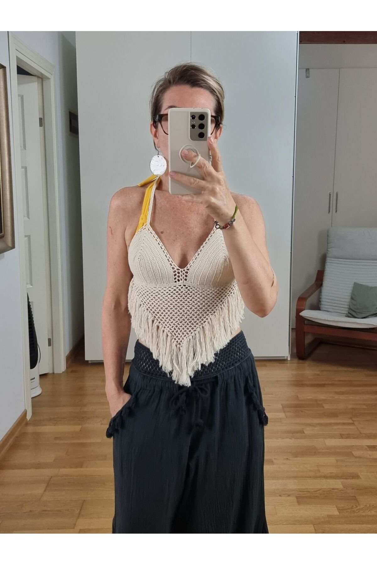 pudubutik Saçaklı Dantel Bralet Bej