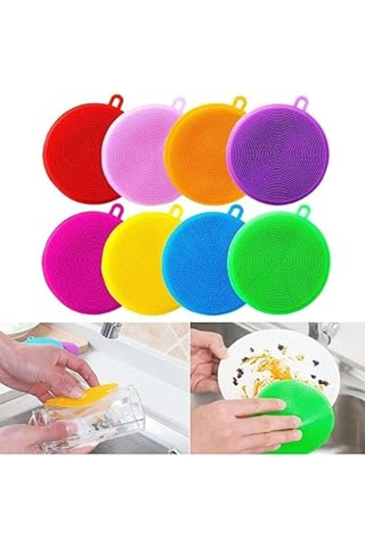 Pazarcan Optana 2 Adet Silikon Bulaşık Süngeri Çok Amaçlı Airfryer Temzileme Süngeri Sebze Meyve Yıkama Temi