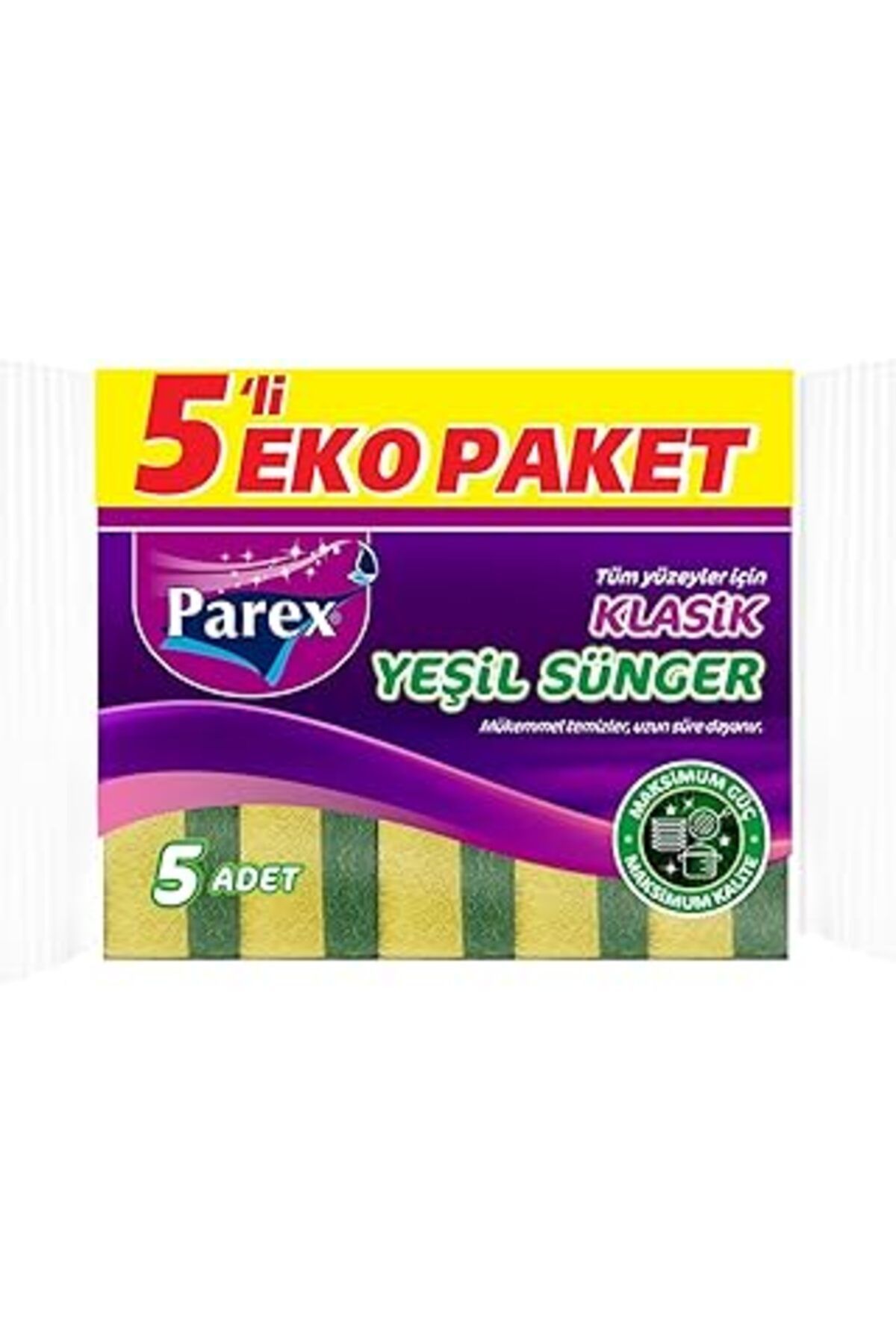 Pazarcan Parex Klasik Yeşil Sünger Düz 5'Li 1 Paket (1 X 1 Adet)