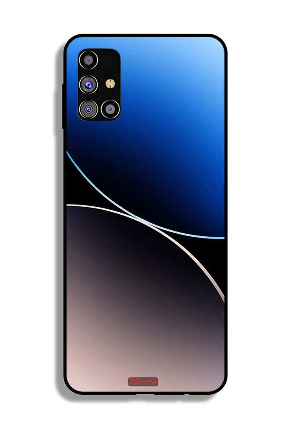 Tolwak-Samsung Galaxy M31s Protective Case Cover Curve Lines Pattern 2