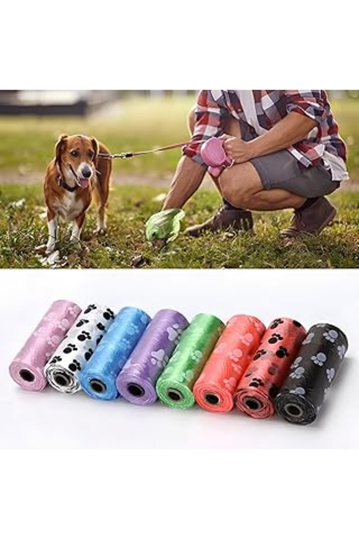 Pazarcan Kanji 8’Li Pati Desenli Kedi Köpek Kaka Poşeti – Renkli. Pratik Ve Hijyenik Çözüm