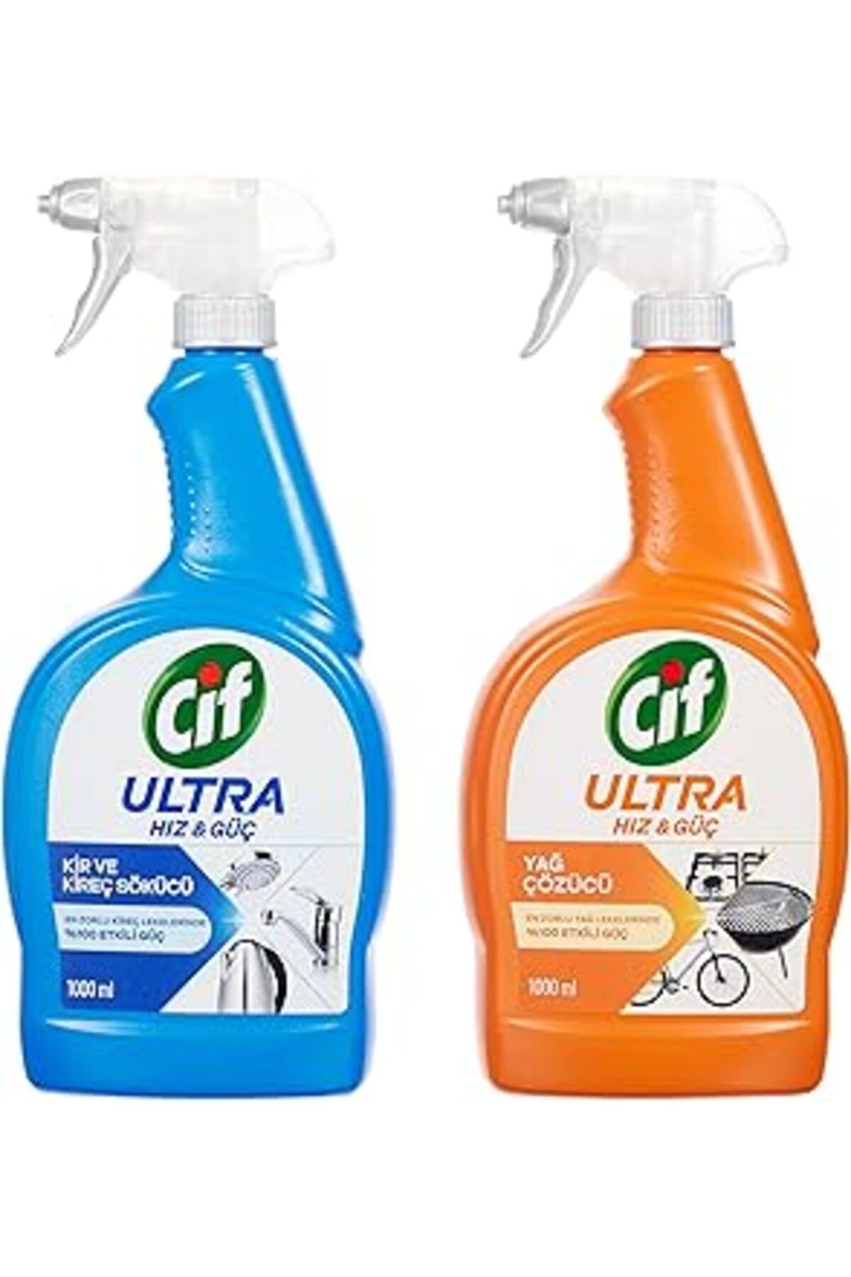 Pazarcan Cif Ultra Hız Güç Yağ Çözücü Sprey Leke Ve Kir Çıkarıcı 1000 Ml + Cif Kireç Sökücü Sprey 1000 Ml