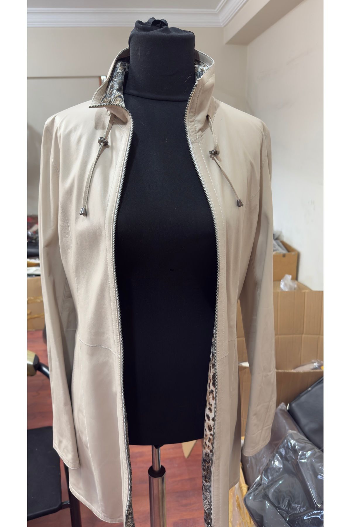 Butik Zen Collar Kadın Hakiki Deri Ceket