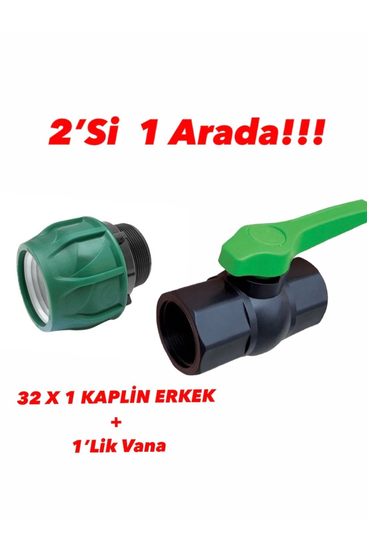 POELSAN 32 x 1 Yeşil Seri Dıştan Dişli Adaptör + 1” Vana Seti | Tarla ve Bahçe Sulama Uyumlu