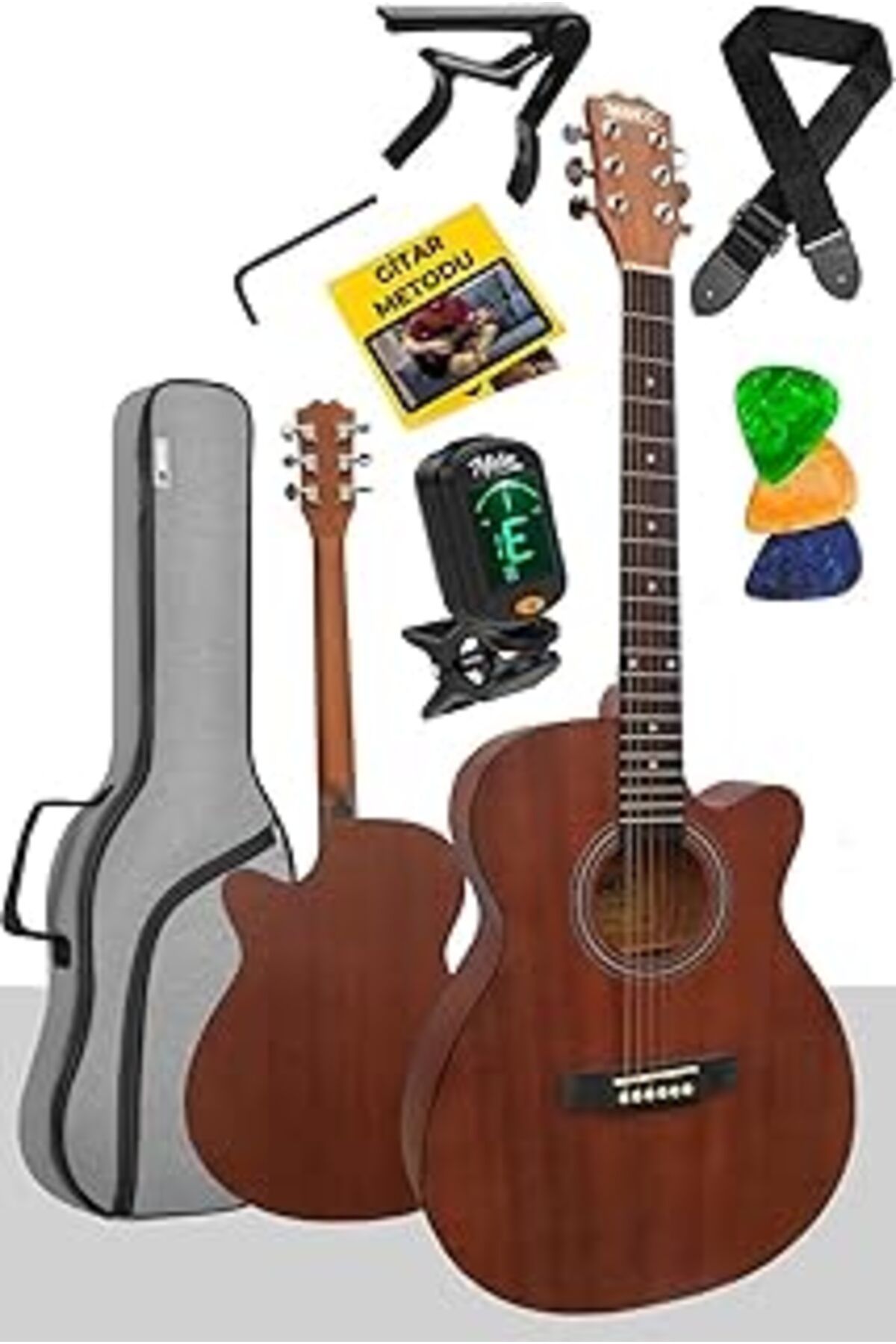Qedii Midex Phx-188st Ekolayzerli Elektro Akustik Gitar 4/4 Gerçek Ağaç (STAND GİGBAG ASKI CAPO TUNER)