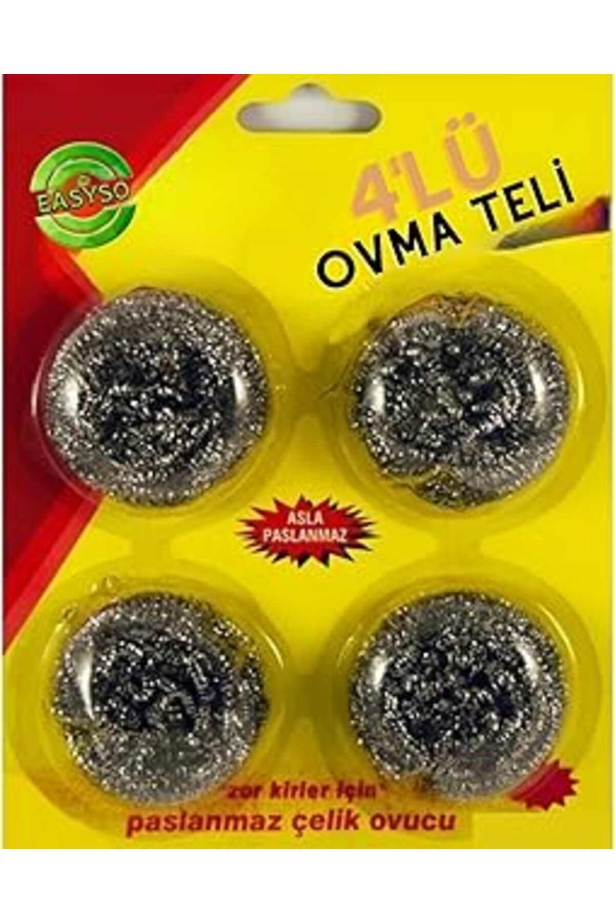Pazarcan 4'Lü Ekonomik Paket Toptel Bulaşık Ovma Teli Yağ Kir Tutmaz Kolay Temizlenir Eco Pack