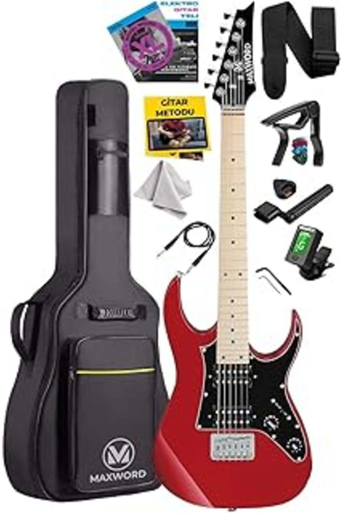 Pazarcan Maxword De-150Rd Maple Klavye Hh Manyetik Yüksek Kaliteli Elektro Gitar Seti