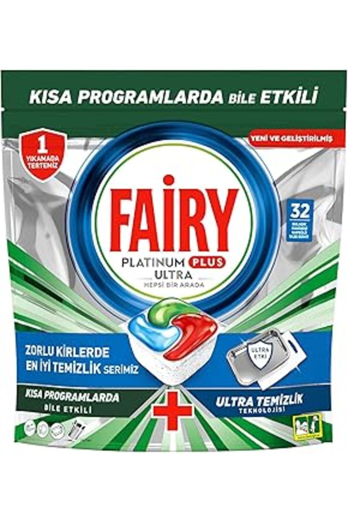 Pazarcan Fairy Platinum Plus Ultra Temizlik Bulaşık Makinesi Deterjanı Kapsülü 32 Yıkama Limon Kokulu