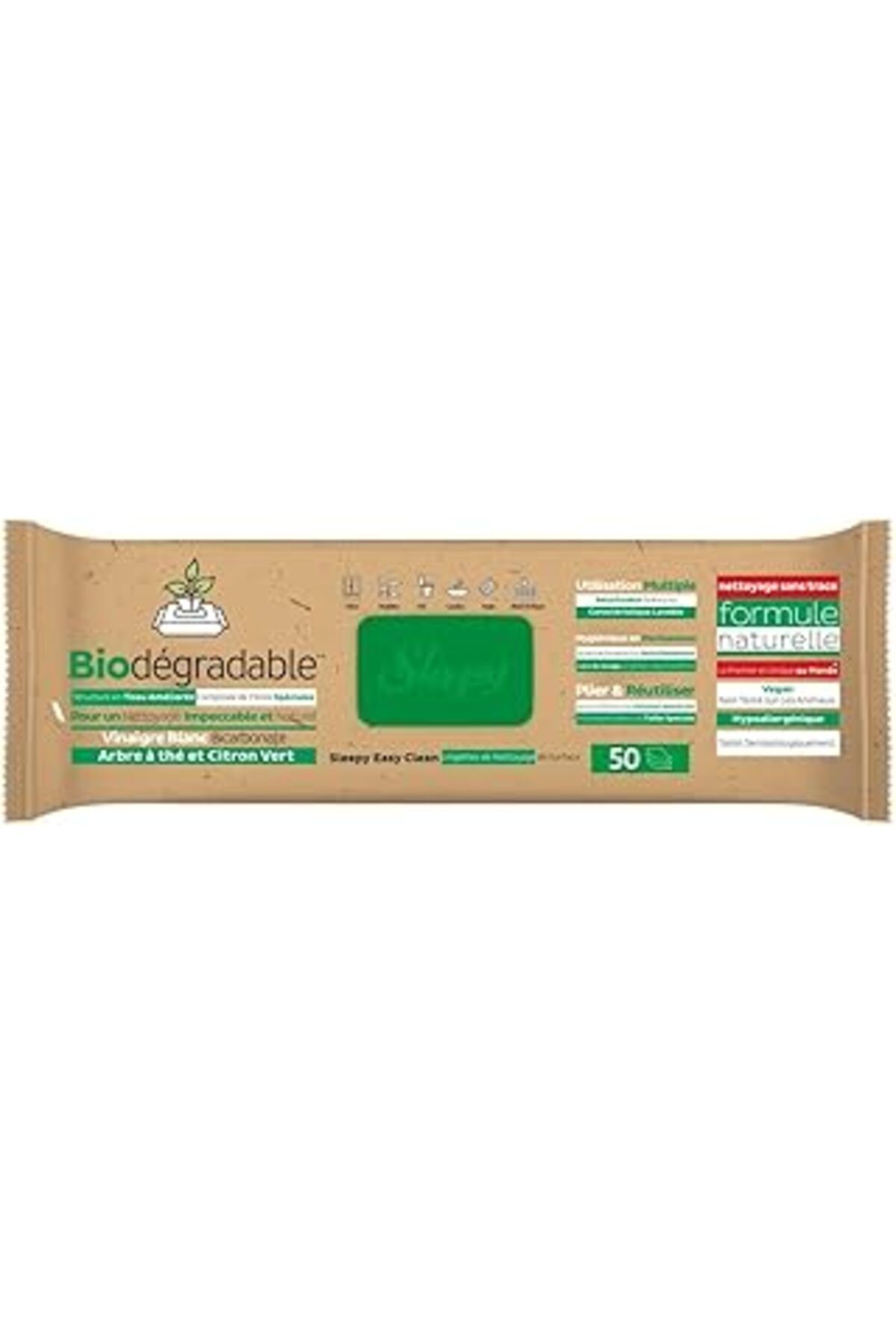 Pazarcan Sleepy Bio Çözünür Yüzey Temizlik Havlusu&Mendili Çay Ağacı&Misket Limonu 50 Yaprak