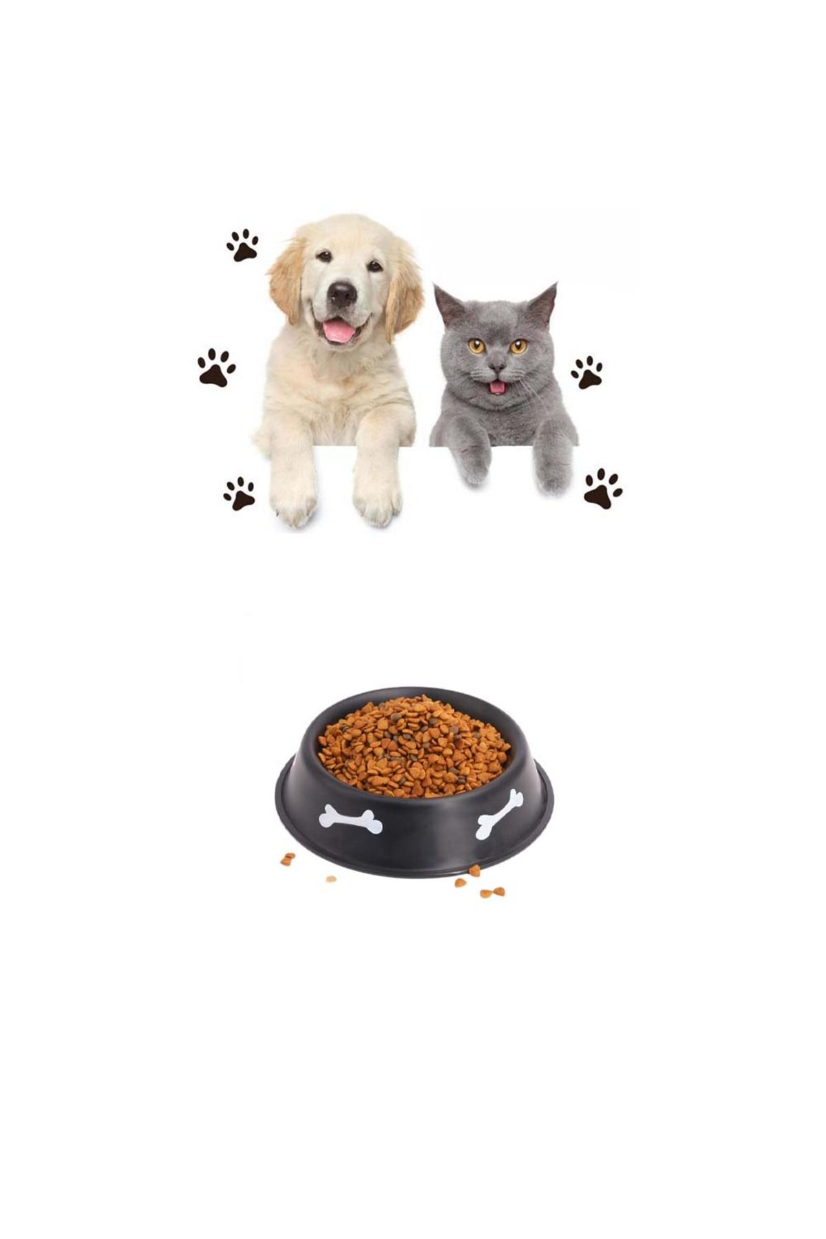Paras Ticaret Hayvanlar için Çelik Kaydırmaz Küçük Boy Su Mama vb Kabı Kedi Köpek Su Mama Kabı (Alt Taban: 15,7 cm