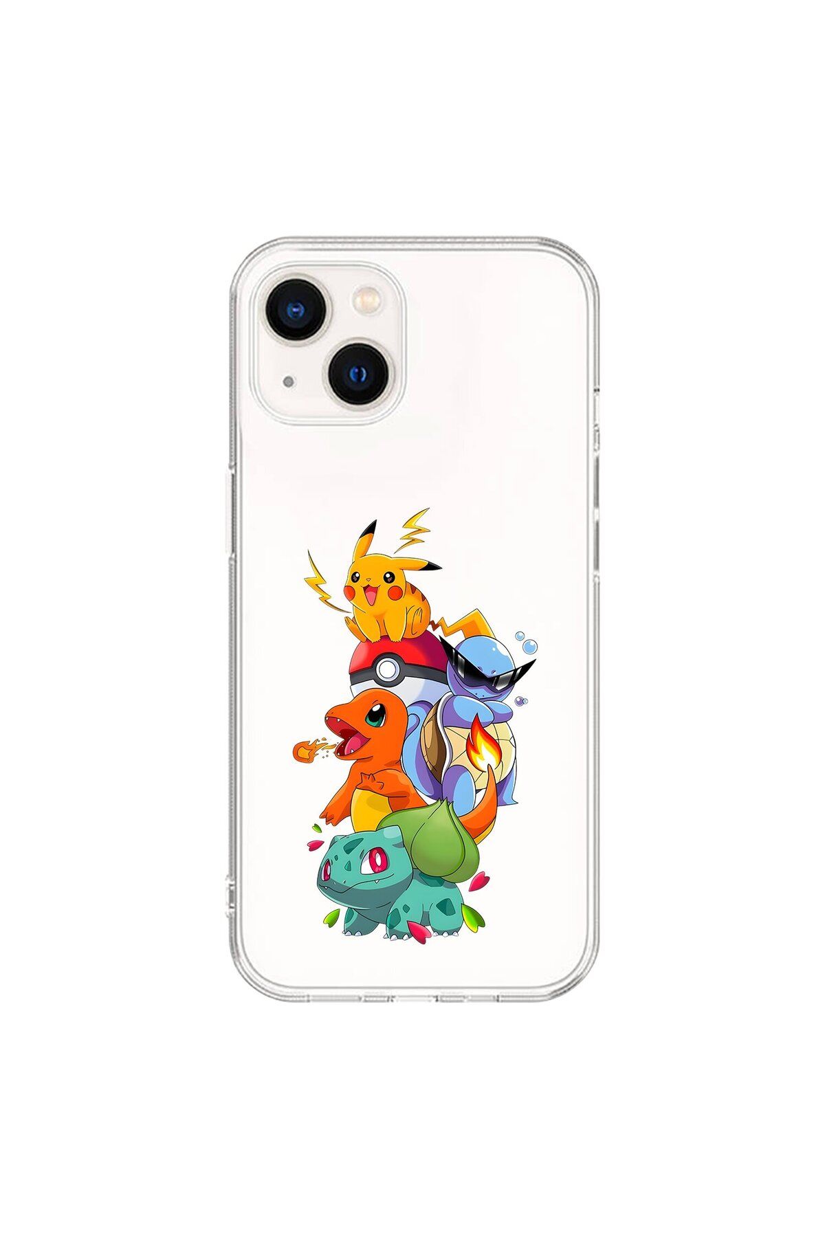 Dali Design iPhone 13 Mini Uyumlu Şeffaf Kılıf Pokemon 1 Tasarımlı