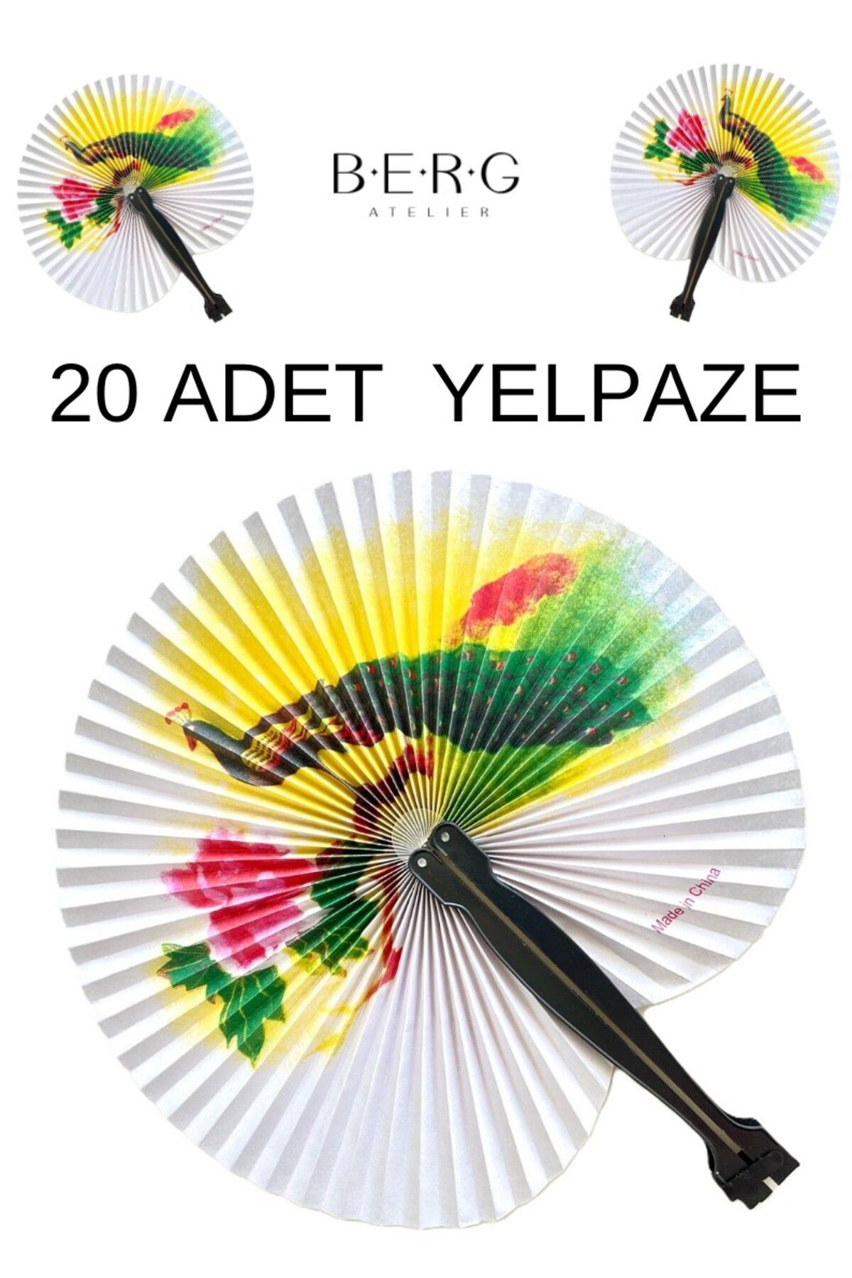 BERG ATELIER Yelpaze 20 adet Kına, Düğün Nişan Hediye Yelpaze