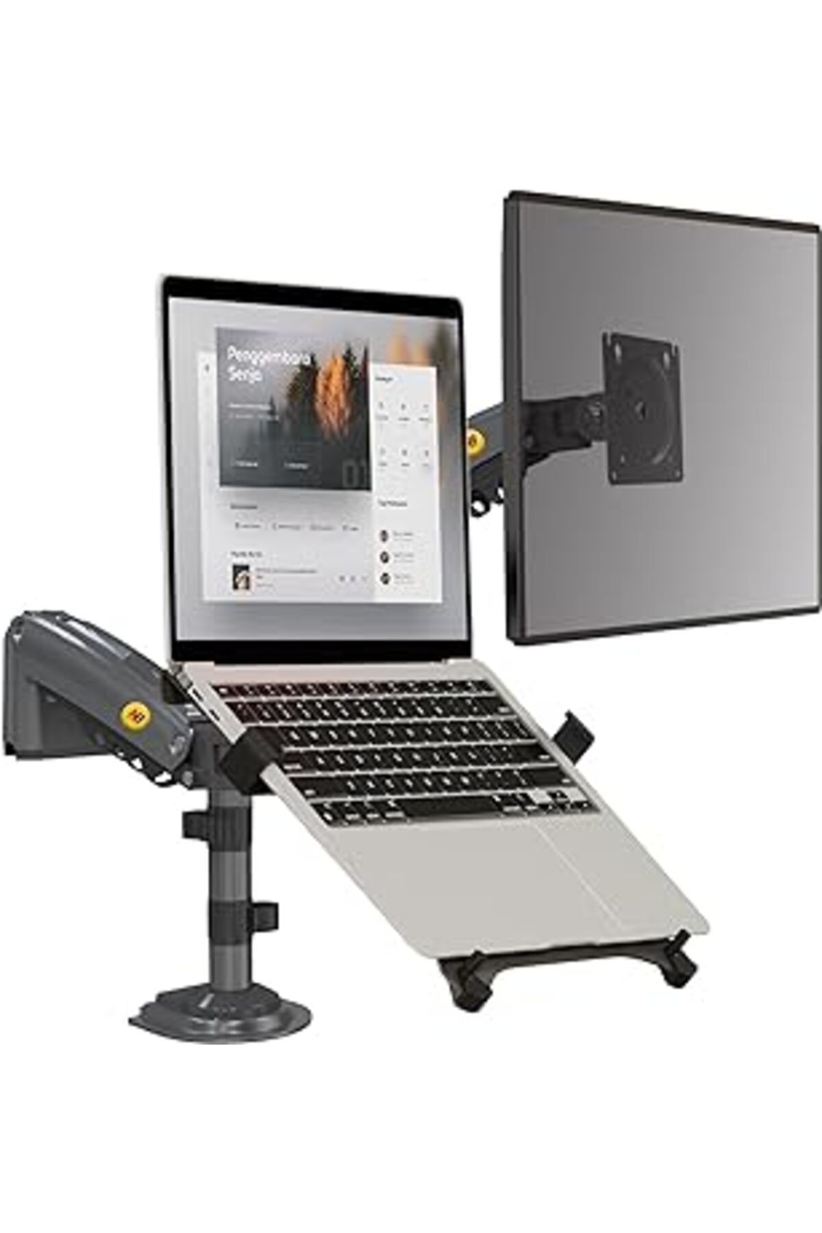 Pazarcan Ergoflex North Bayou Nb H180-Fp Çift Kol Amortisörlü 17"-27" Monitör Tutucu Ve 10"-17" Laptop Stand