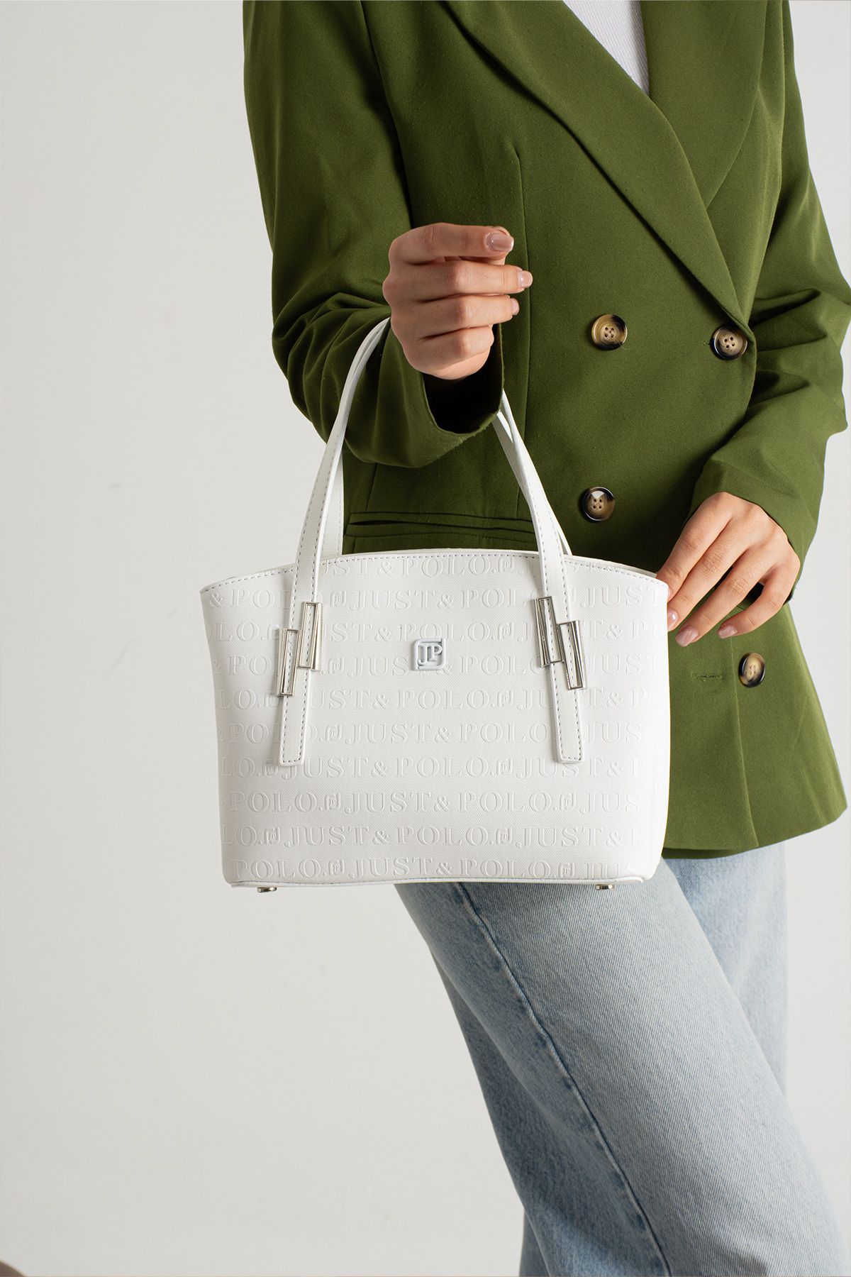 Just Polo Petunya 4030 Gofraj Suni Deri 2 Askılı Kadın El ve Omuz Çanta(Ebat: En 26 Yükseklik 20 Cm)