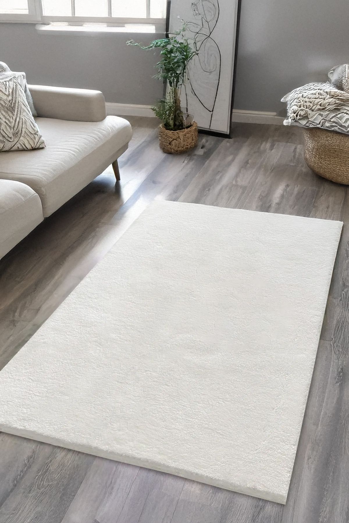 LOVELY HOME Beyaz Post Peluş Yıkanabilir Yumuşak Kaymaz Dot Taban Antibakteriyel Salon Koridor Çocuk Halısı