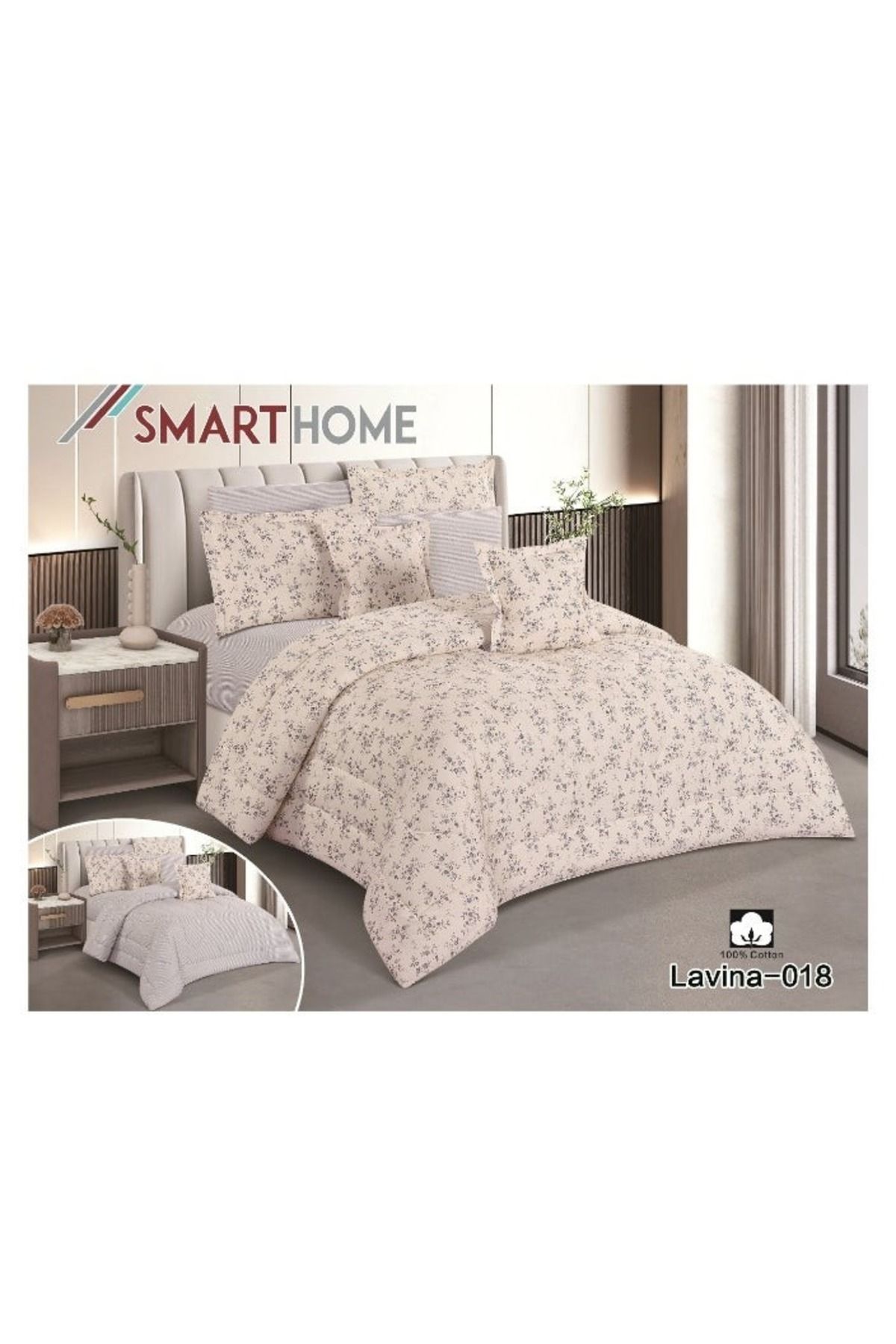 smart home-Double-sided comforter set, 8-piece comforter with comfortable inner filling, 8-piece double comforter fits two people's beds 3