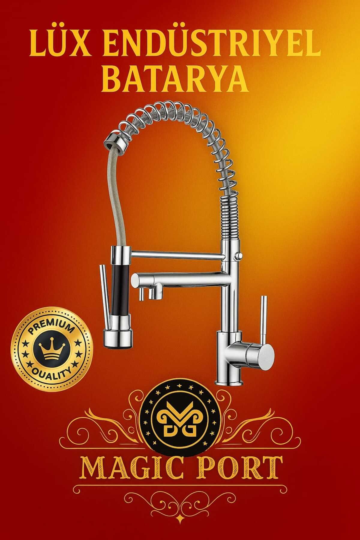 MAGIC PORT FSM LÜX spiralli evye lavabo bataryası uzayabilen batarya evye batarya endüstüriyel batarya