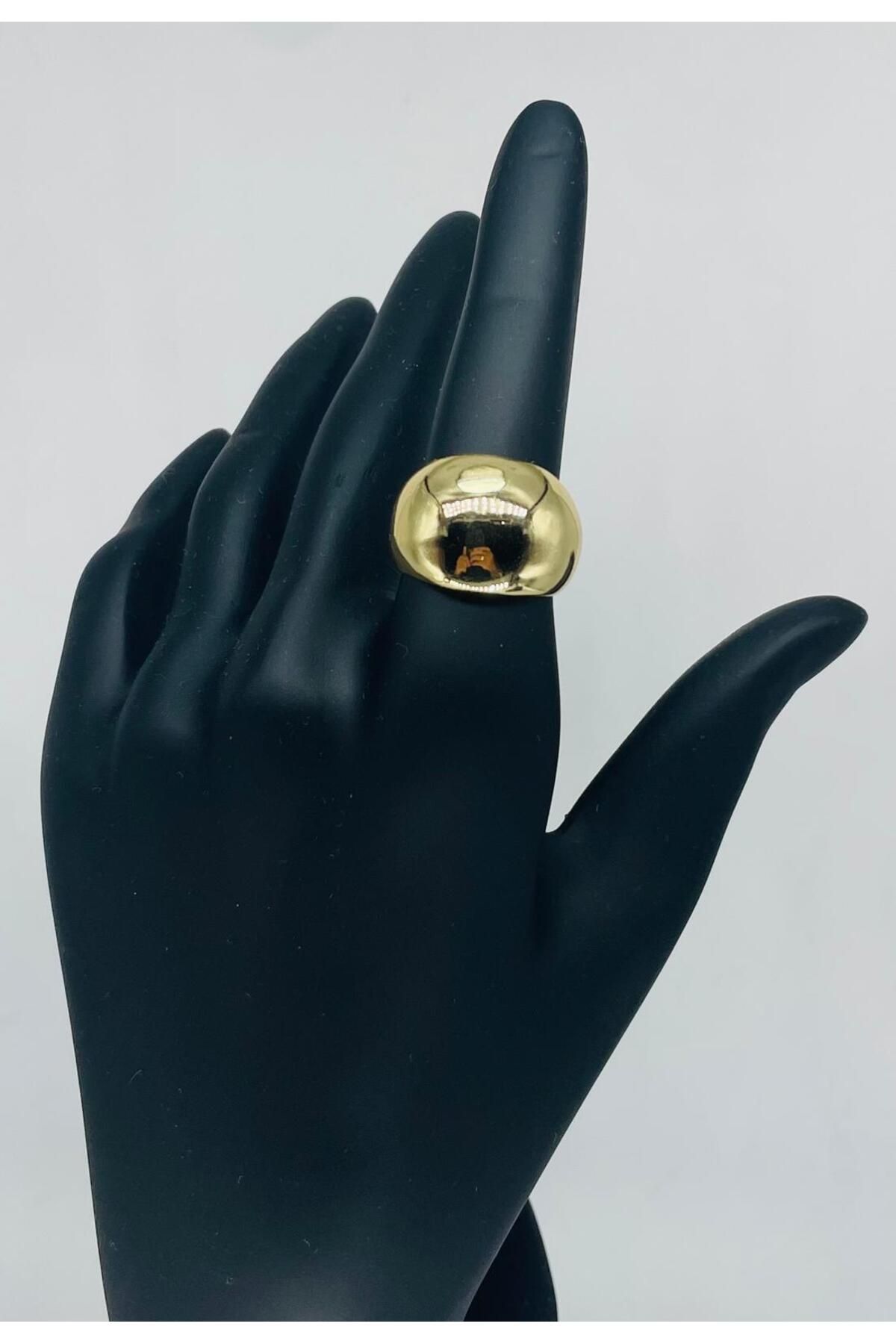 TRENDTAKI vintage parlak gold kaplama yüzük 0304